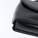 Christian Dior Hand Bag Calf Skin 2way Black Gold Auth 150418-12