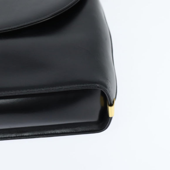 Christian Dior Hand Bag Calf Skin 2way Black Gold Auth 150418