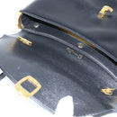 Christian Dior Hand Bag Calf Skin 2way Black Gold Auth 150418-17