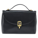 Christian Dior Hand Bag Calf Skin 2way Black Gold Auth 150418-2