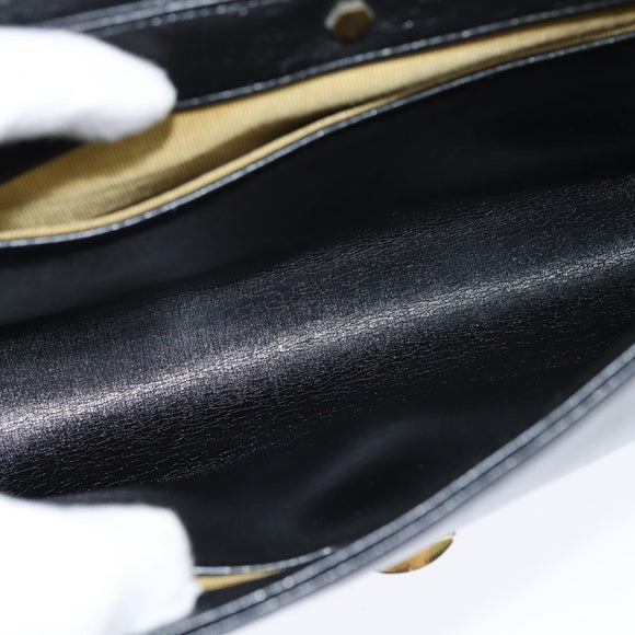 Christian Dior Hand Bag Calf Skin 2way Black Gold Auth 150418