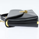 Christian Dior Hand Bag Calf Skin 2way Black Gold Auth 150418-4