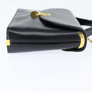 Christian Dior Hand Bag Calf Skin 2way Black Gold Auth 150418-5
