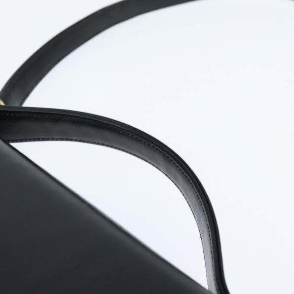 Christian Dior Hand Bag Calf Skin 2way Black Gold Auth 150418