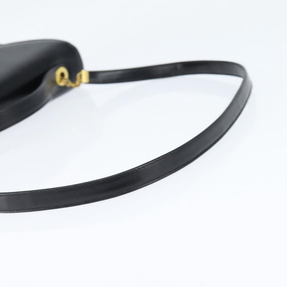 Christian Dior Hand Bag Calf Skin 2way Black Gold Auth 150418