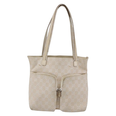 GUCCI GG Canvas Tote Bag Beige Silver 002 1076 2684 Auth 150426 - 0