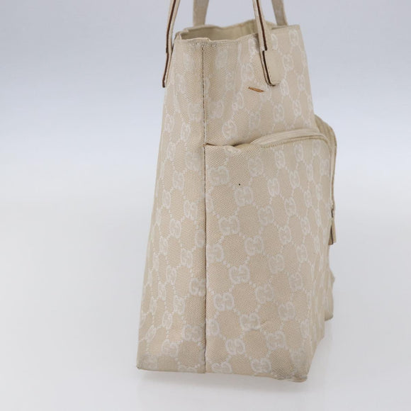 GUCCI GG Canvas Tote Bag Beige Silver 002 1076 2684 Auth 150426