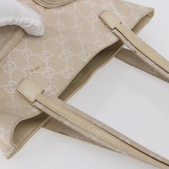 GUCCI GG Canvas Tote Bag Beige Silver 002 1076 2684 Auth 150426
