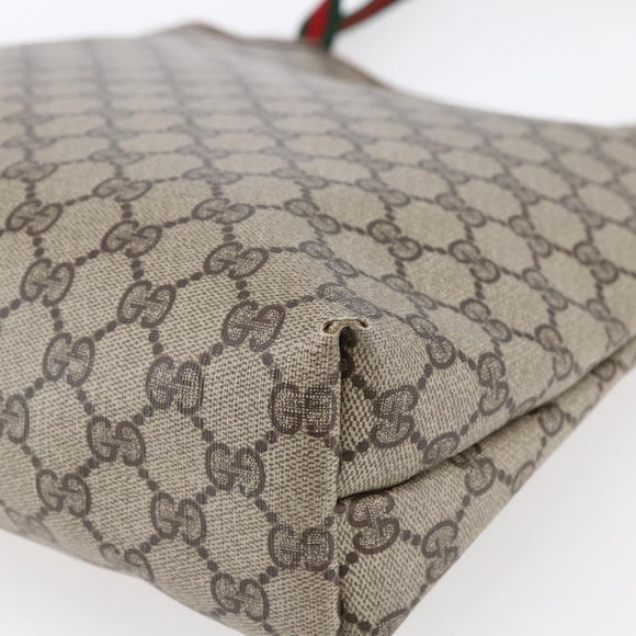 GUCCI GG Supreme Web Sherry Line Tote Bag PVC Beige Red 40 02 003 Auth 150427