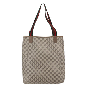 GUCCI GG Supreme Web Sherry Line Tote Bag PVC Beige Red 40 02 003 Auth 150427 - 0