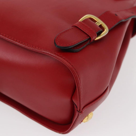 Salvatore Ferragamo Backpack Leather Red Gold Auth 150428