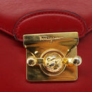 Salvatore Ferragamo Backpack Leather Red Gold Auth 150428-14