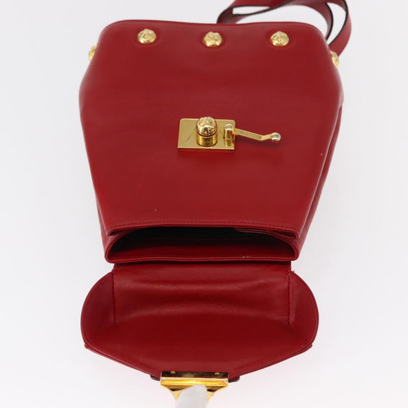 Salvatore Ferragamo Backpack Leather Red Gold Auth 150428