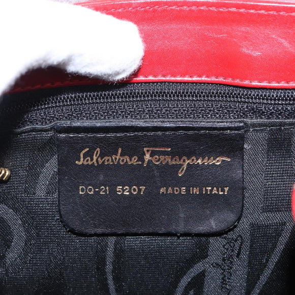 Salvatore Ferragamo Backpack Leather Red Gold Auth 150428