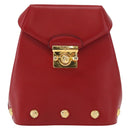 Salvatore Ferragamo Backpack Leather Red Gold Auth 150428-2