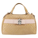 Salvatore Ferragamo Vala Hand Bag Enamel 2way Beige Silver Auth 150429-2
