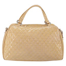 Salvatore Ferragamo Vala Hand Bag Enamel 2way Beige Silver Auth 150429-3
