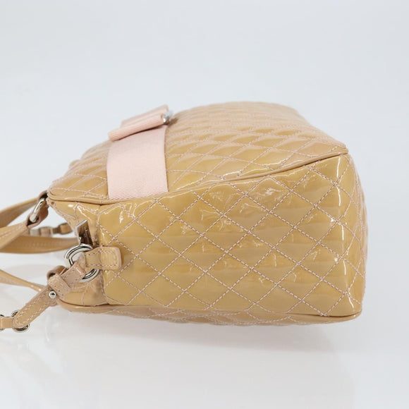 Salvatore Ferragamo Vala Hand Bag Enamel 2way Beige Silver Auth 150429