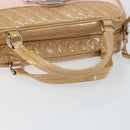 Salvatore Ferragamo Vala Hand Bag Enamel 2way Beige Silver Auth 150429-7