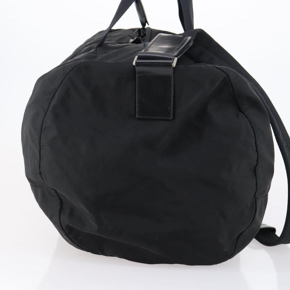 PRADA Boston Bag Nylon 2way Black Silver Auth 150432