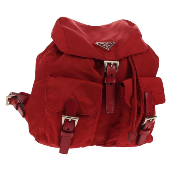 PRADA Backpack Nylon Red Silver Auth 150439V
