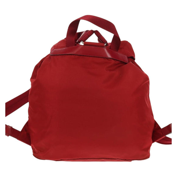 PRADA Backpack Nylon Red Silver Auth 150439V