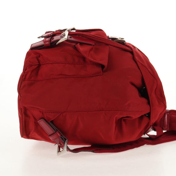 PRADA Backpack Nylon Red Silver Auth 150439V