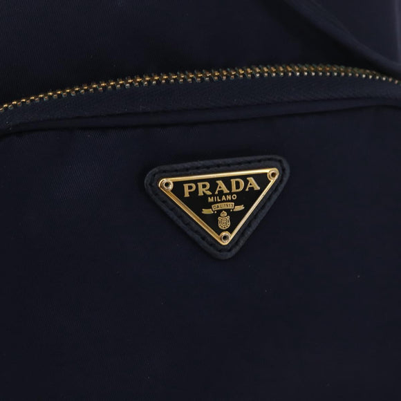 PRADA Hand Bag Nylon Navy Gold Auth 150440