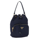 PRADA Hand Bag Nylon Navy Gold Auth 150440-1
