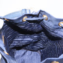 PRADA Hand Bag Nylon Navy Gold Auth 150440-21