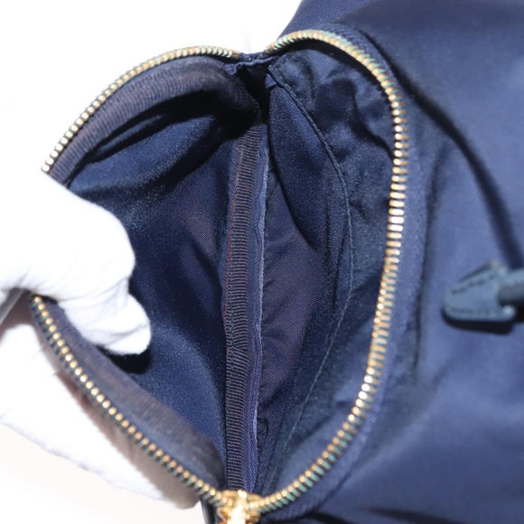 PRADA Hand Bag Nylon Navy Gold Auth 150440