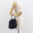 PRADA Hand Bag Nylon Navy Gold Auth 150440-24
