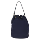 PRADA Hand Bag Nylon Navy Gold Auth 150440-2