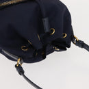 PRADA Hand Bag Nylon Navy Gold Auth 150440-6