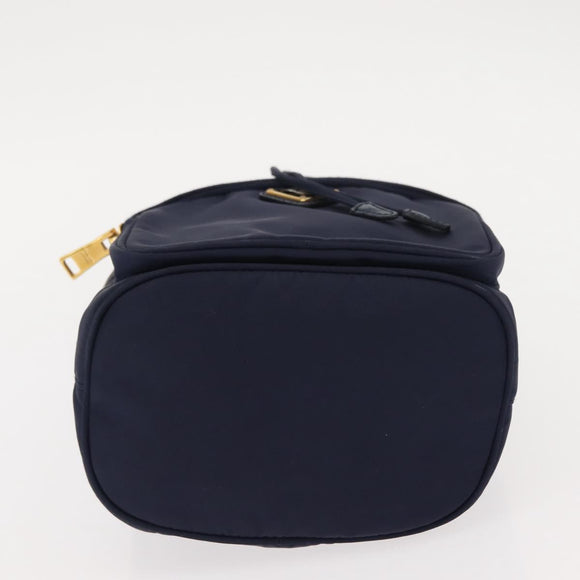 PRADA Hand Bag Nylon Navy Gold Auth 150440