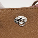 FENDI Celeria Tote Bag Leather Beige Silver Auth 150443-15