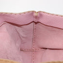 FENDI Celeria Tote Bag Leather Beige Silver Auth 150443-20