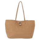 FENDI Celeria Tote Bag Leather Beige Silver Auth 150443-3