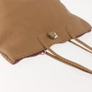 FENDI Celeria Tote Bag Leather Beige Silver Auth 150443-6