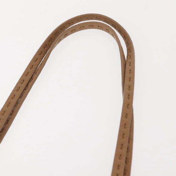 FENDI Celeria Tote Bag Leather Beige Silver Auth 150443