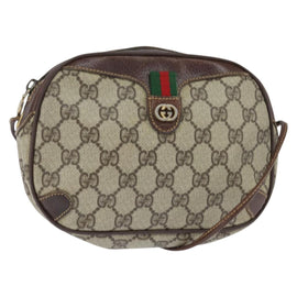 GUCCI GG Supreme Web Sherry Line Clutch Bag PVC Beige Gold 89 02 066 Auth 150444