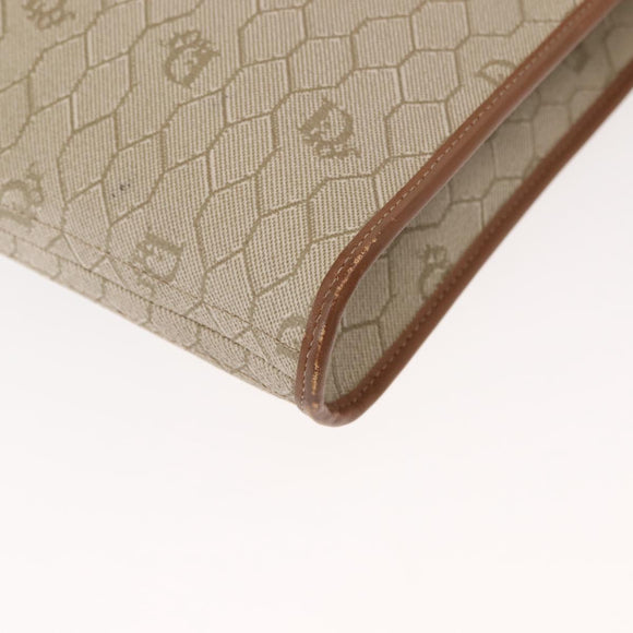 Christian Dior Honeycomb Canvas Hand Bag PVC Leather Beige Gold Auth 150446