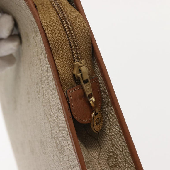 Christian Dior Honeycomb Canvas Hand Bag PVC Leather Beige Gold Auth 150446