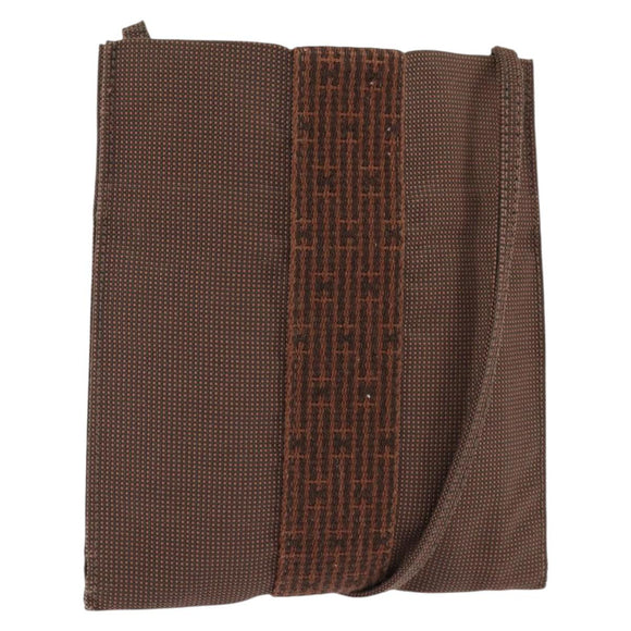 HERMES Pochette Her Line MM Shoulder Bag Canvas Brown Auth 150447