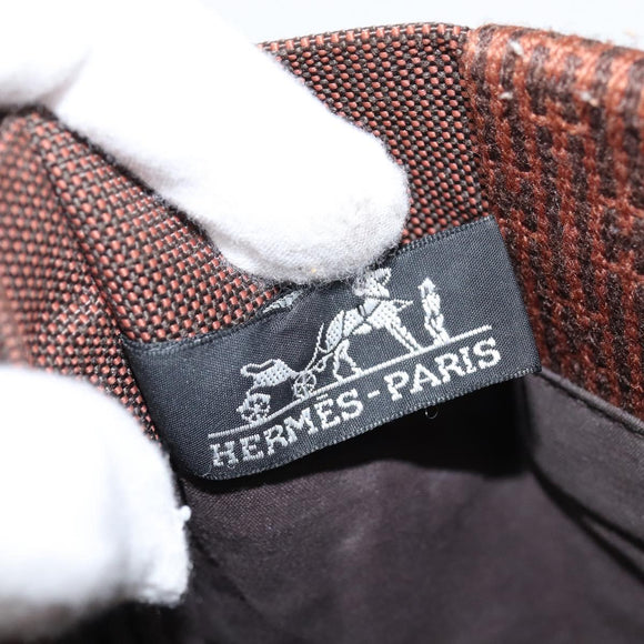 HERMES Pochette Her Line MM Shoulder Bag Canvas Brown Auth 150447