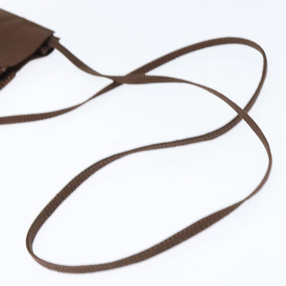 HERMES Pochette Her Line MM Shoulder Bag Canvas Brown Auth 150447