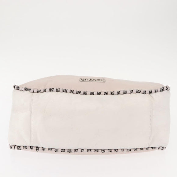 CHANEL Shoulder Bag Leather Pink Silver CC Auth 150457