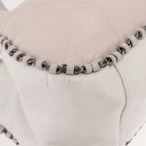 CHANEL Shoulder Bag Leather Pink Silver CC Auth 150457