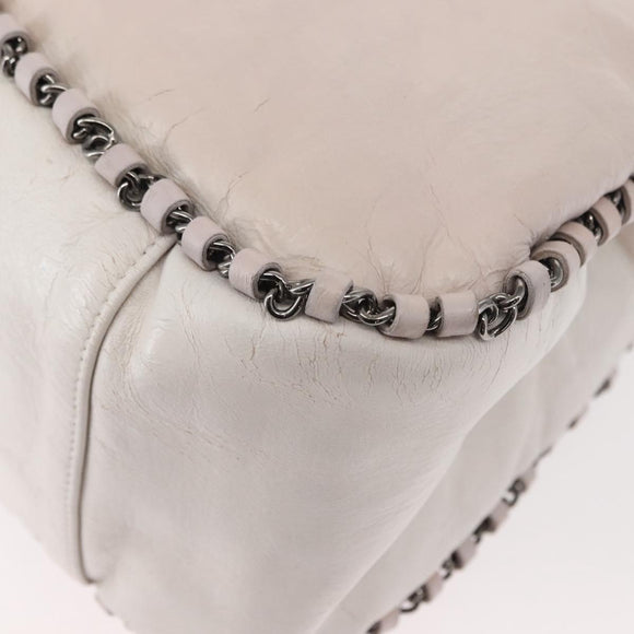 CHANEL Shoulder Bag Leather Pink Silver CC Auth 150457