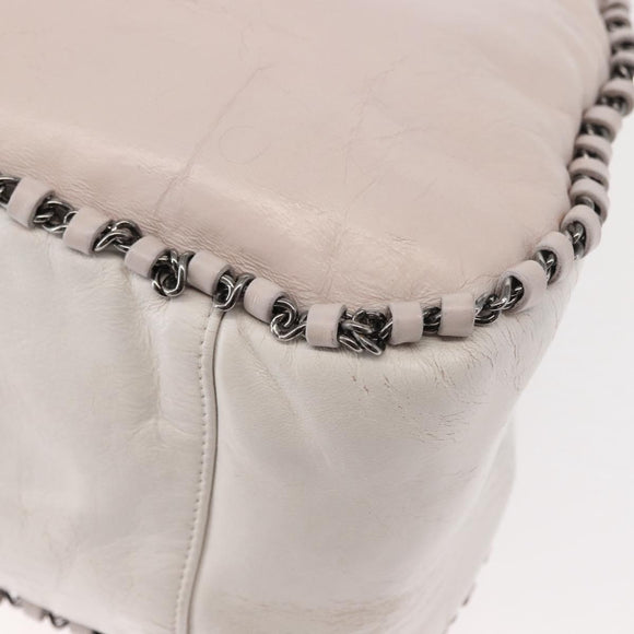 CHANEL Shoulder Bag Leather Pink Silver CC Auth 150457